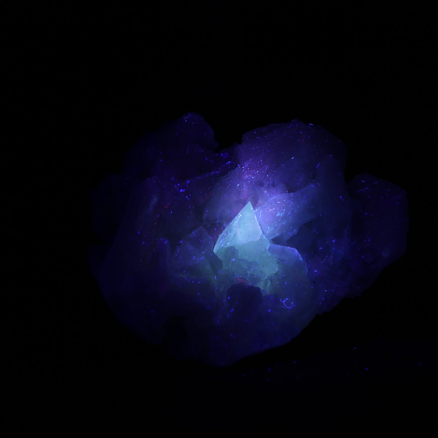 Powellite (Flurocent Mineral) With Stilbite Natural Mineral Specimen # B 5033 Powellite Superb Minerals