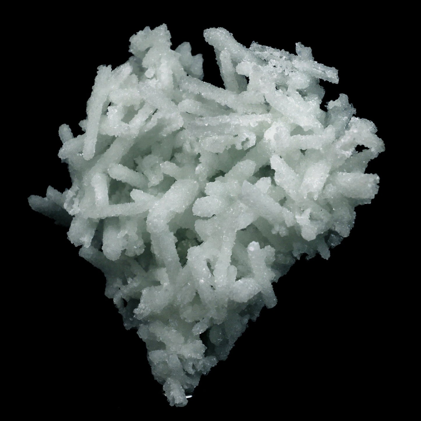 Prehnite Rare Find Natural Mineral Specimen # B 4754 https://www.superbminerals.us/products/prehnite-rare-find-natural-mineral-specimen-b-4754 Features: A coveted jackstraw cluster of elongated laumontite crystals that pseudomorphed from mint-green, translucent prehnite crystals has been discovered in the United Kingdom.The Malad Quarry, located near Mumbai, is a well-known source of classic and excellent vintage material for restoration projects.