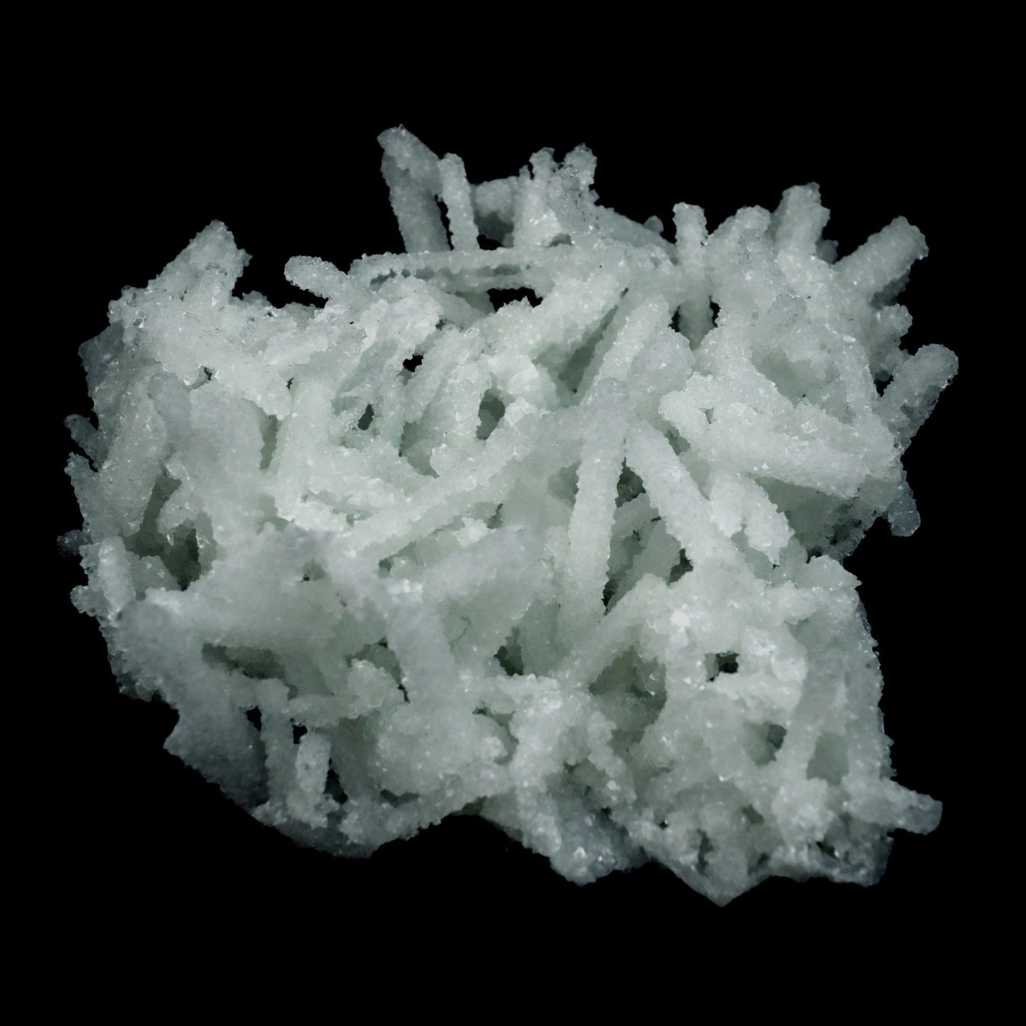 Prehnite Rare Find Natural Mineral Specimen # B 4754 https://www.superbminerals.us/products/prehnite-rare-find-natural-mineral-specimen-b-4754 Features: A coveted jackstraw cluster of elongated laumontite crystals that pseudomorphed from mint-green, translucent prehnite crystals has been discovered in the United Kingdom.The Malad Quarry, located near Mumbai, is a well-known source of classic and excellent vintage material for restoration projects.