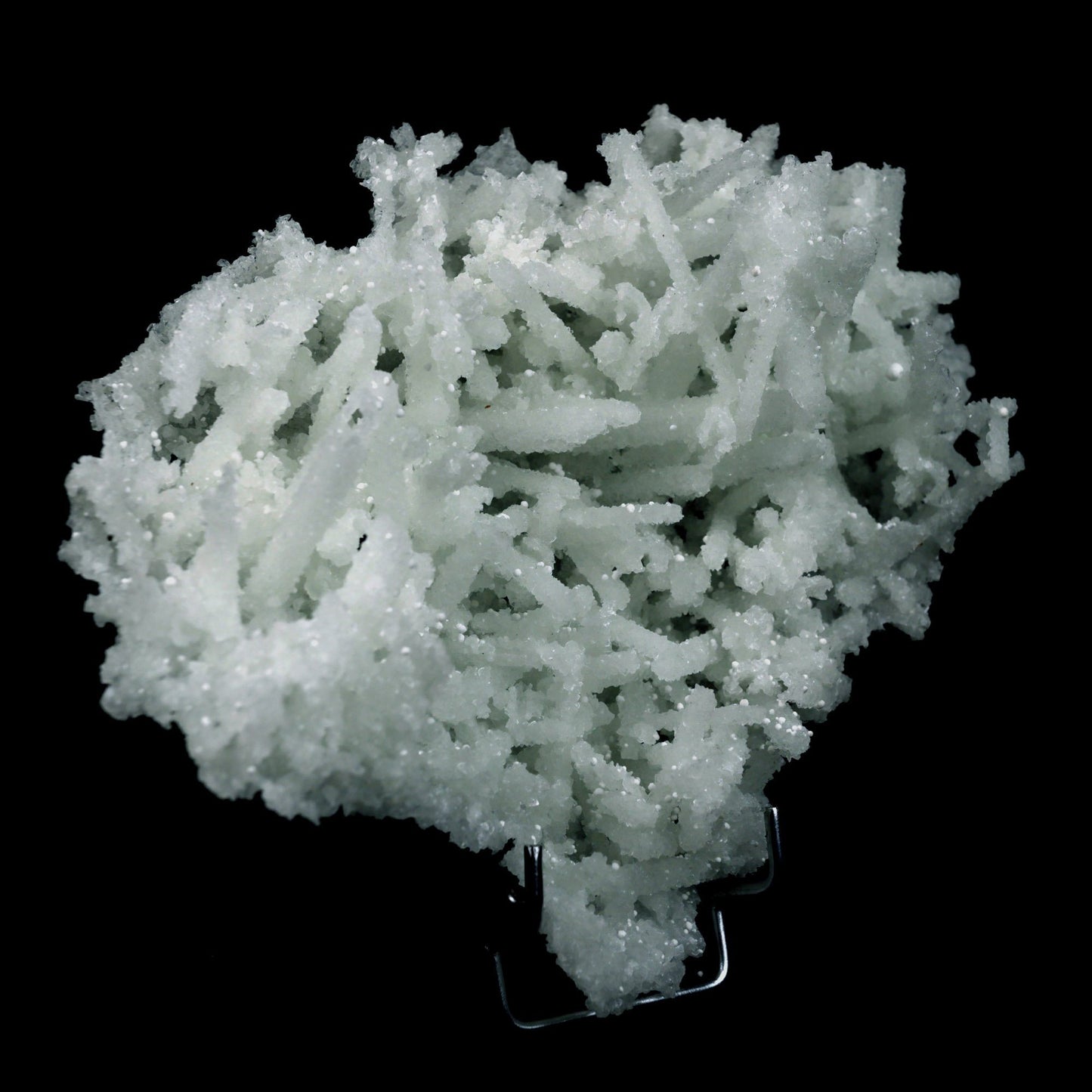 Prehnite Rare Find Natural Mineral Specimen # B 4755 https://www.superbminerals.us/products/prehnite-rare-find-natural-mineral-specimen-b-4755 Features: A coveted jackstraw cluster of elongated laumontite crystals that pseudomorphed from mint-green, translucent prehnite crystals has been discovered in the United Kingdom.The Malad Quarry, located near Mumbai, is a well-known source of classic and excellent vintage material for restoration projects.