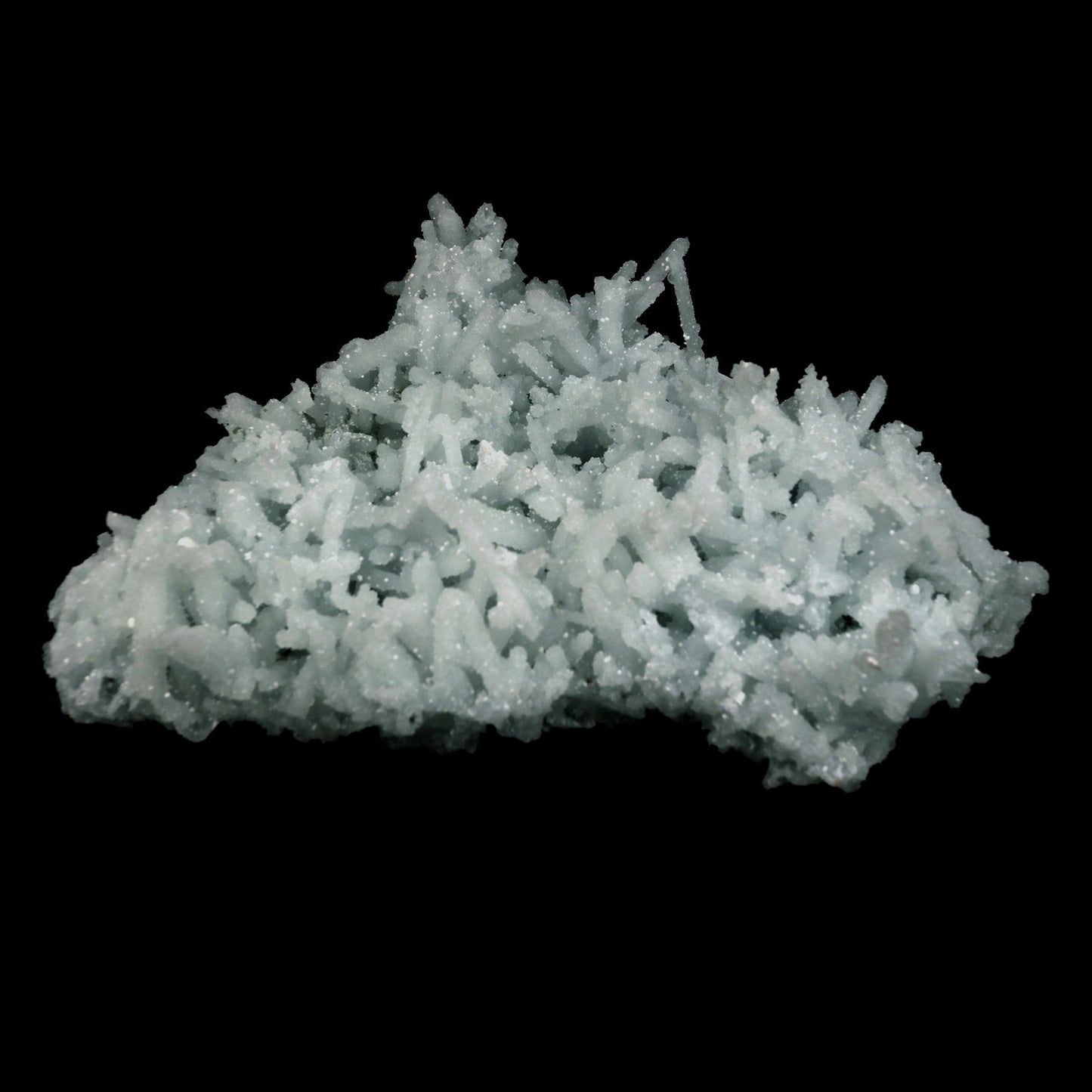 Prehnite Rare Find Natural Mineral Specimen # B 4757 https://www.superbminerals.us/products/prehnite-rare-find-natural-mineral-specimen-b-4757 Features: A coveted jackstraw cluster of elongated laumontite crystals that pseudomorphed from mint-green, translucent prehnite crystals has been discovered in the United Kingdom.The Malad Quarry, located near Mumbai, is a well-known source of classic and excellent vintage material for restoration projects.
