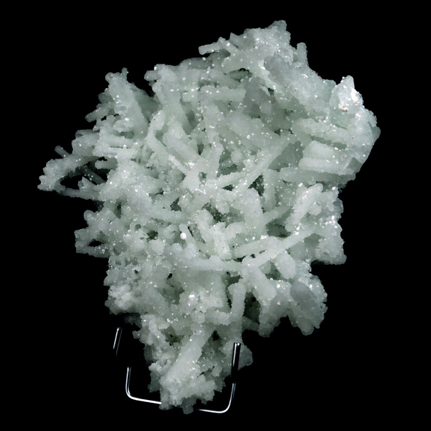Prehnite Rare Find Natural Mineral Specimen # B 4819 https://www.superbminerals.us/products/prehnite-rare-find-natural-mineral-specimen-b-4808 Features: Precious jackstraw cluster of elongated laumontite crystals that pseudomorphed from mint-green, translucent prehnite crystals.Malad Quarry in Mumbai is well-known for its classic and exceptional vintage material.The quarry's closure. Primary Mineral(s): Prehnite