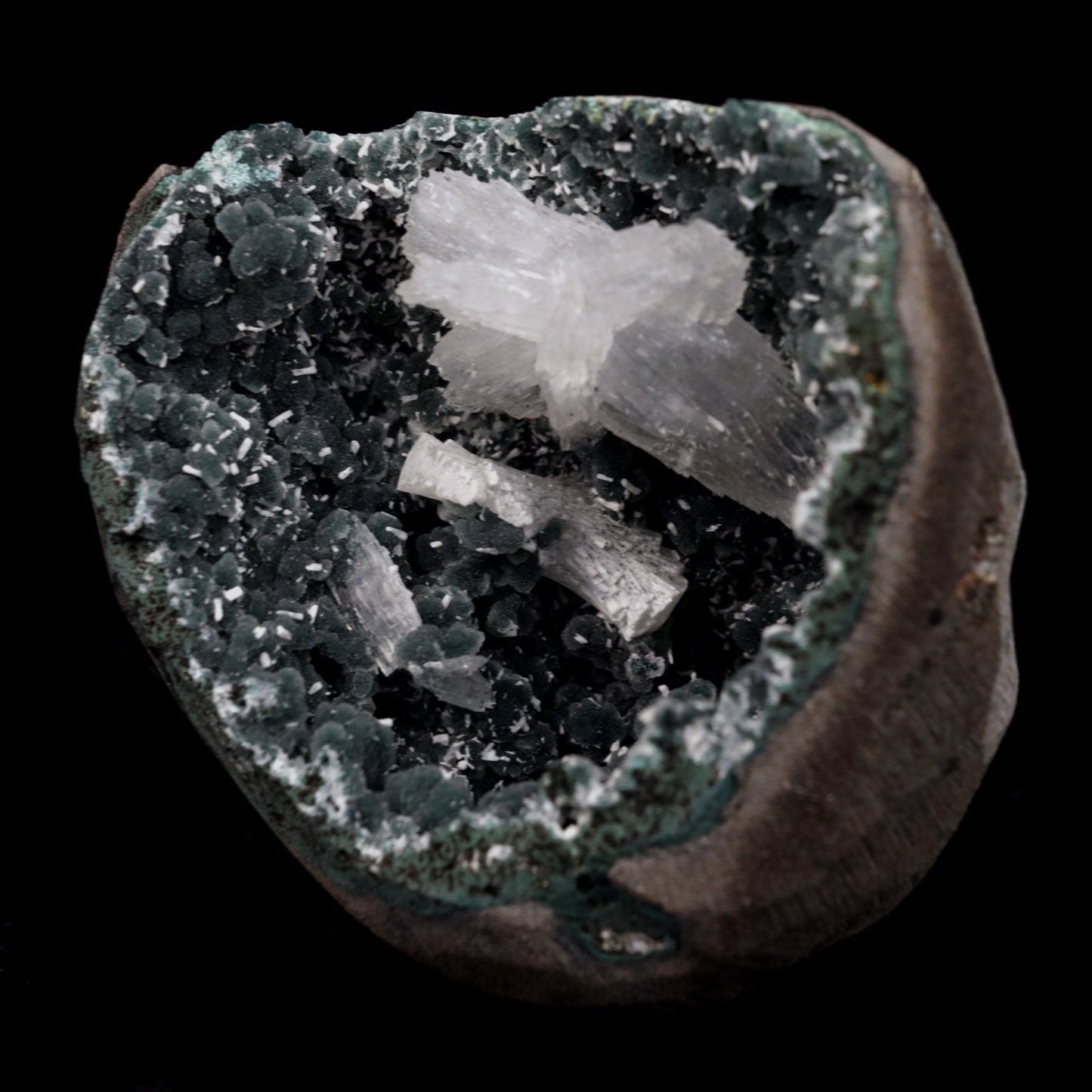 Rare Find Epi-Stilbite Inside Black Chalcedony Natural Mineral Specime… https://www.superbminerals.us/products/rare-find-epi-stilbite-inside-black-chalcedony-natural-mineral-specimen-b-4736 Features: Beautiful, complete, radial aggregates of white Epistilbite on basalt matrix make this a one-of-a-kind find. The entire Epistilbite collection is unblemished, and the object shines out wonderfully in the collection. Although Epistilbite crystals found outside of India are often small, the greatest examples