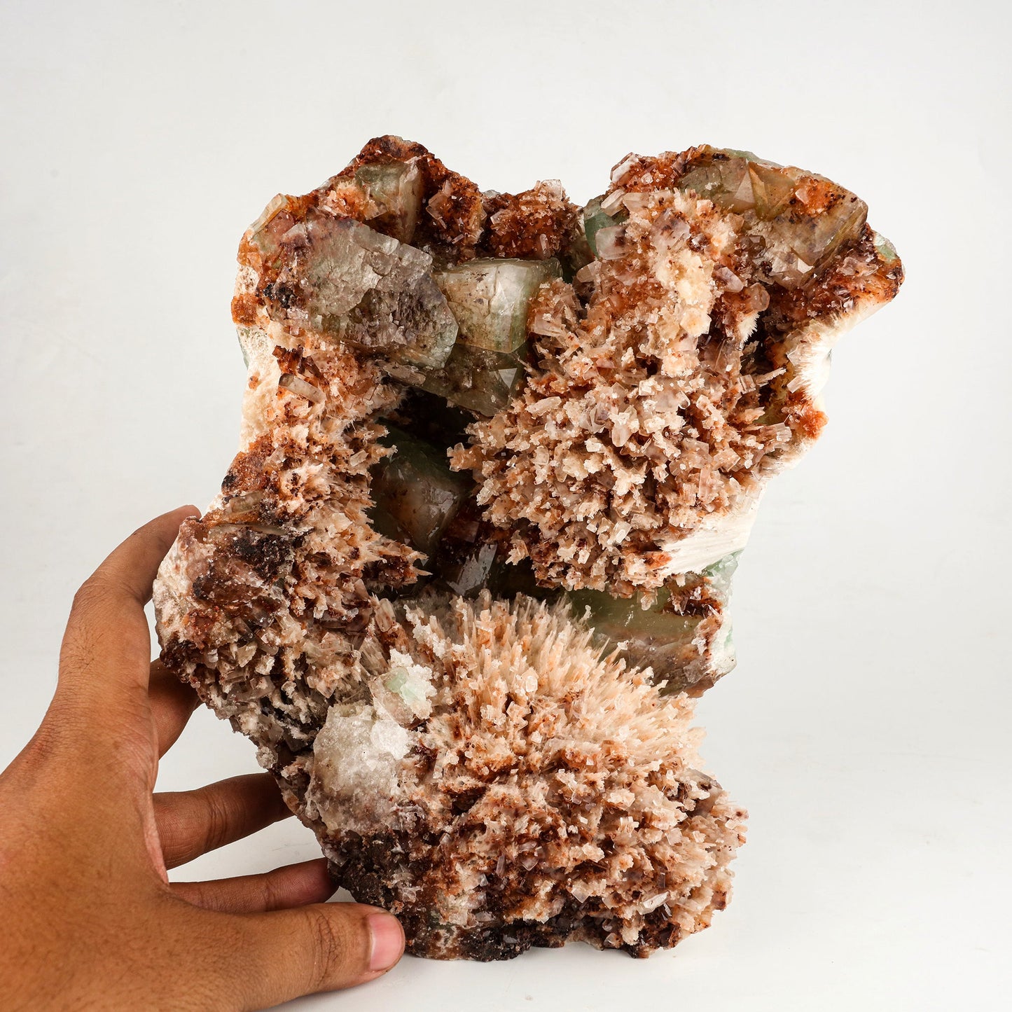 Scolecite Spray Brown color with Apophyllite cubes Natural Mineral Specimen # B 6265 Scolecite Superb Minerals