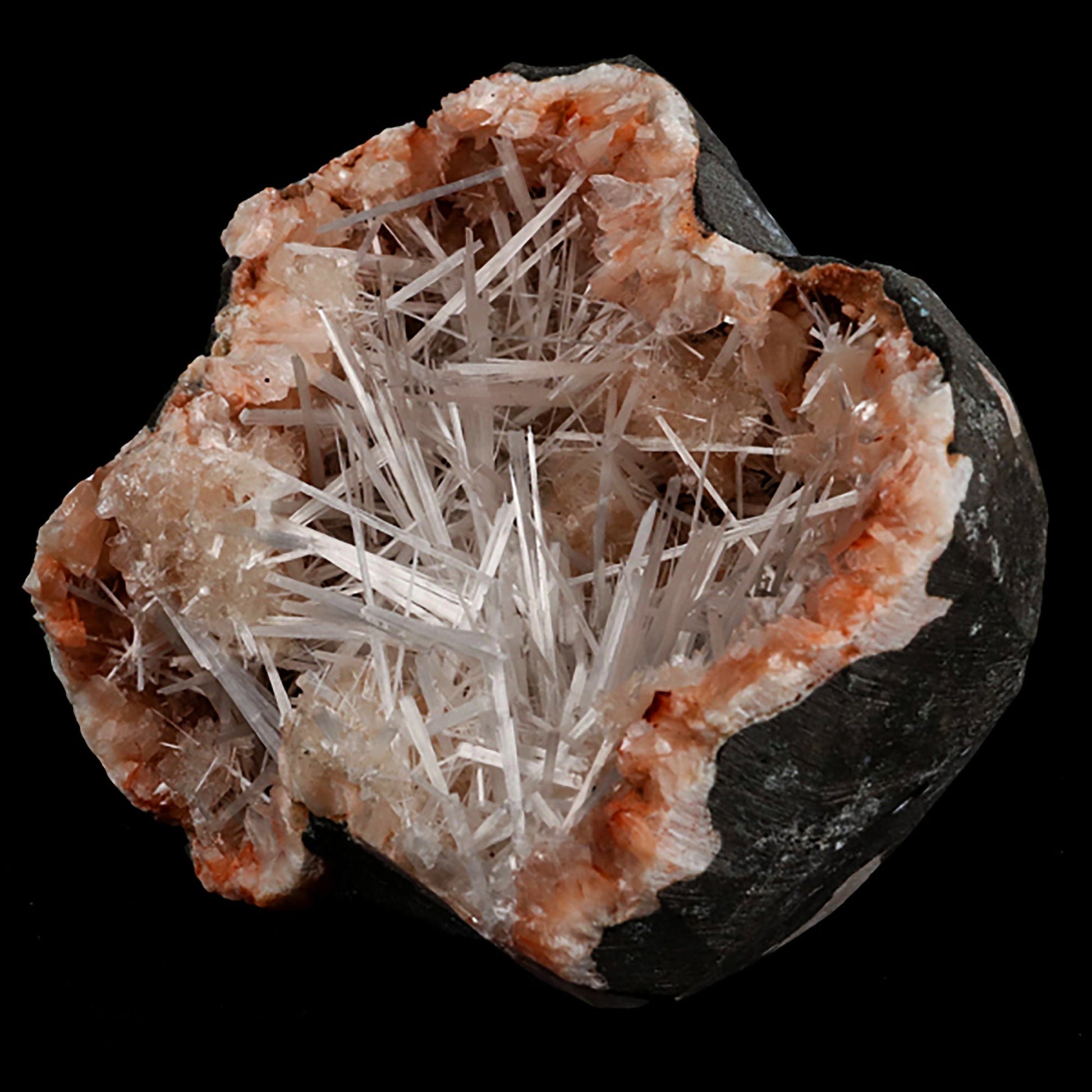 Scolecite Spray inside Heulandite geode Natural Mineral Specimen # B 5411 Scolecite Superb Minerals