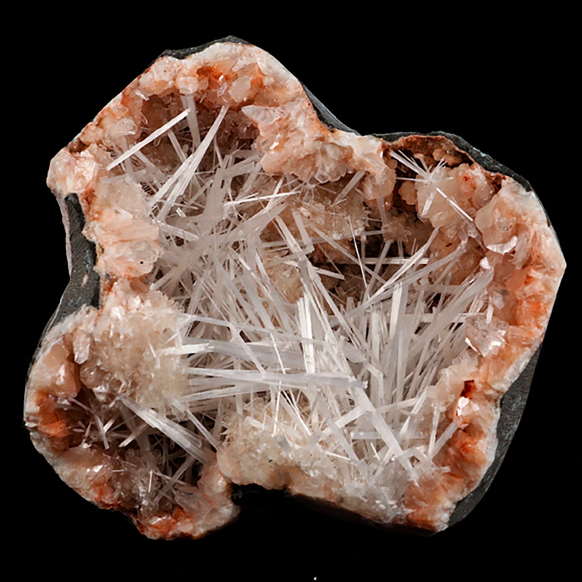 Scolecite Spray inside Heulandite geode Natural Mineral Specimen # B 5411 Scolecite Superb Minerals