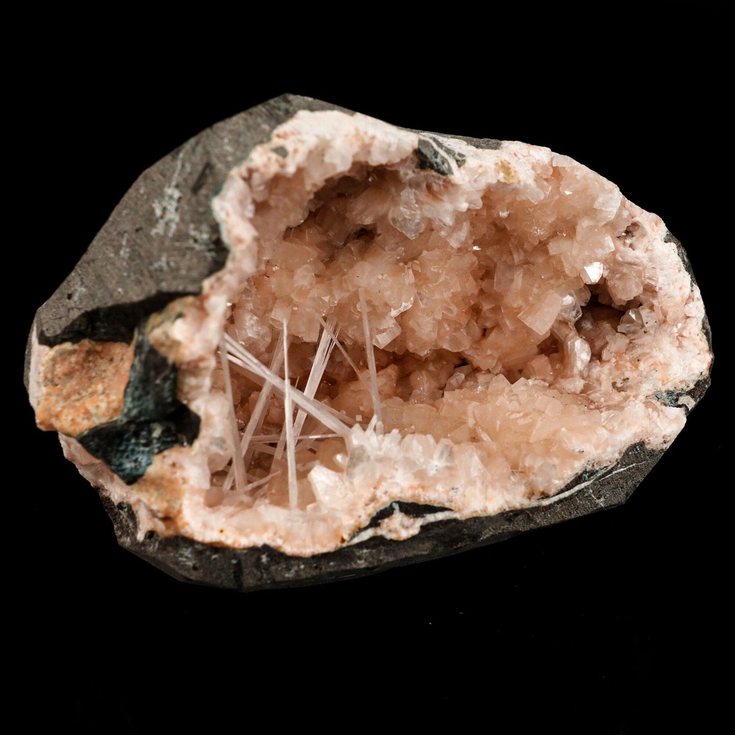 Scolecite Spray Inside Heulandite Geode Natural Mineral Specimen # B 6502 Scolecite Superb Minerals