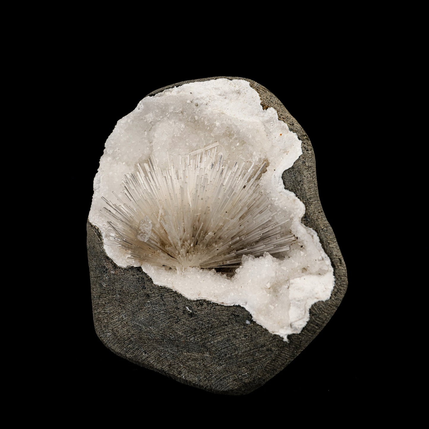 Scolecite Spray Inside MM Quartz Geode Natural Mineral Specimen # B 6330 Scolecite Superb Minerals