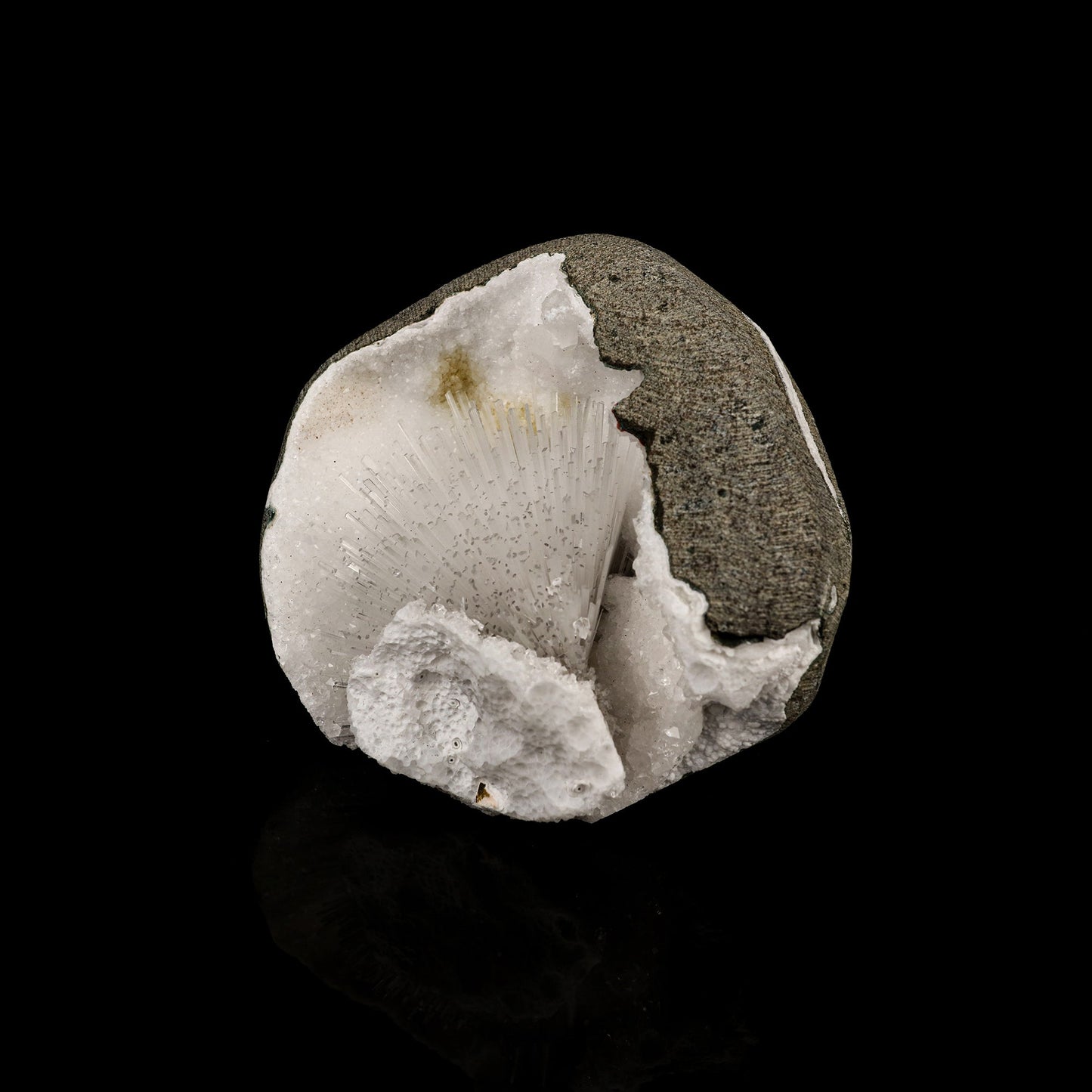 Scolecite Spray Inside MM Quartz Geode Natural Mineral Specimen # B 6345 Scolecite Superb Minerals