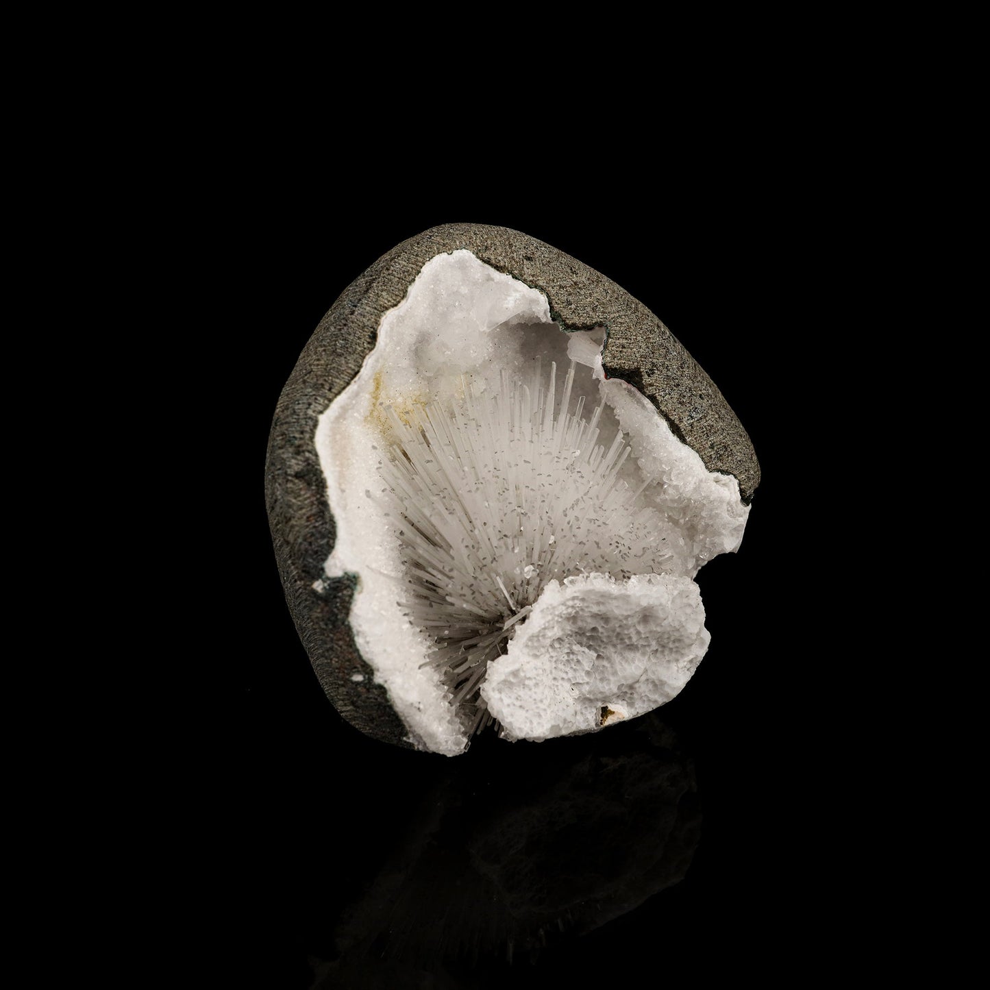 Scolecite Spray Inside MM Quartz Geode Natural Mineral Specimen # B 6345 Scolecite Superb Minerals