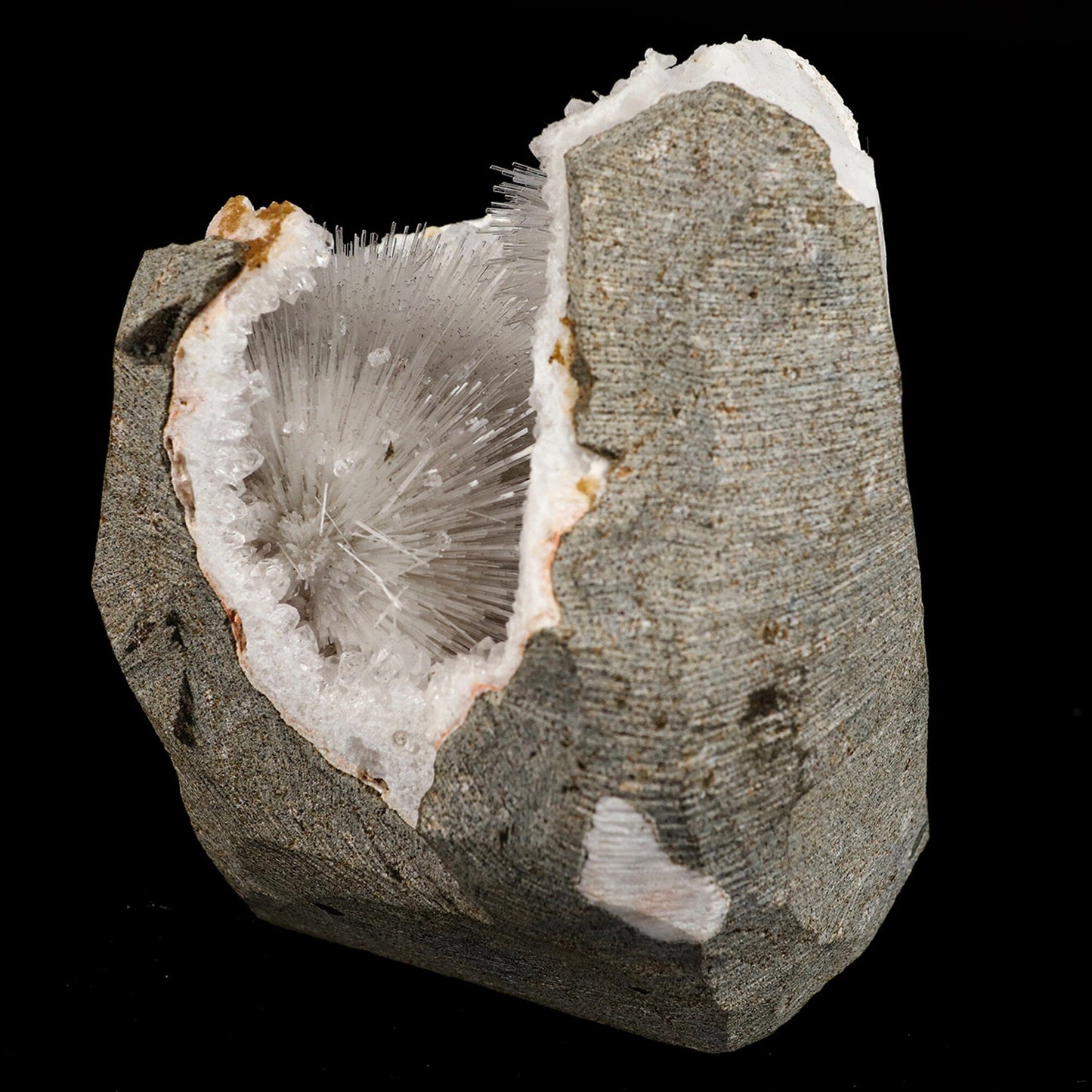 Scolecite Spray Inside MM Quartz Geode Natural Mineral Specimen # B 6596 Scolecite Superb Minerals