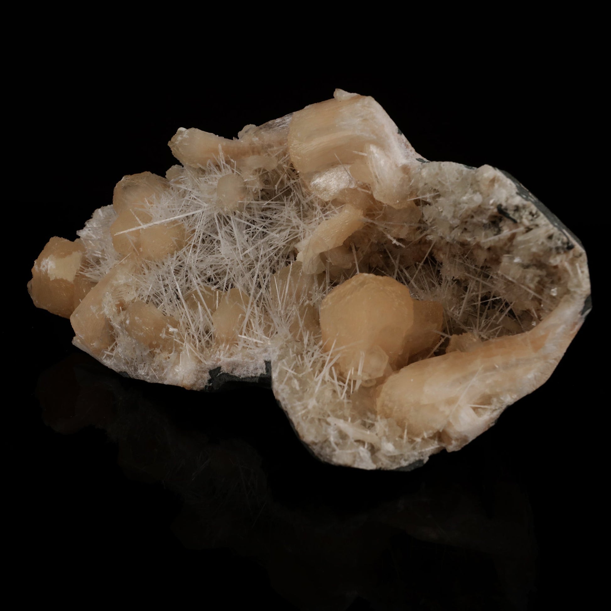 Scolecite Spray inside Stilbite geode Natural Mineral Specimen # B 5501 Scolecite Superb Minerals