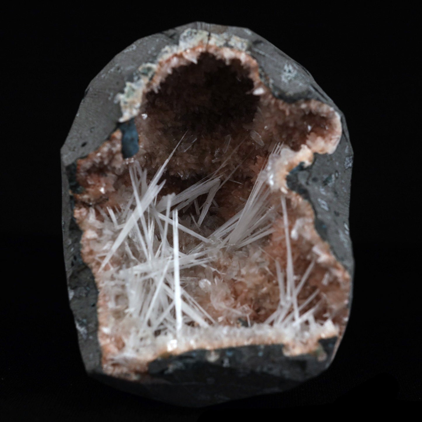 Scolecite Sprays Inside Heulandite Geode Natural Mineral Specimen # B… https://www.superbminerals.us/products/scolecite-sprays-inside-heulandite-geode-natural-mineral-specimen-b-4908 Features: Scolecite crystals are interspersed throughout a very large Geode that is lined with beige Heulandite crystals. The sprays of Scolecite crystals are glossy, colourless, highly translucent, acicular (needle-like) in shape.The crystal creation is a work of art in and of itself. Primary Mineral(s): Scolecite
