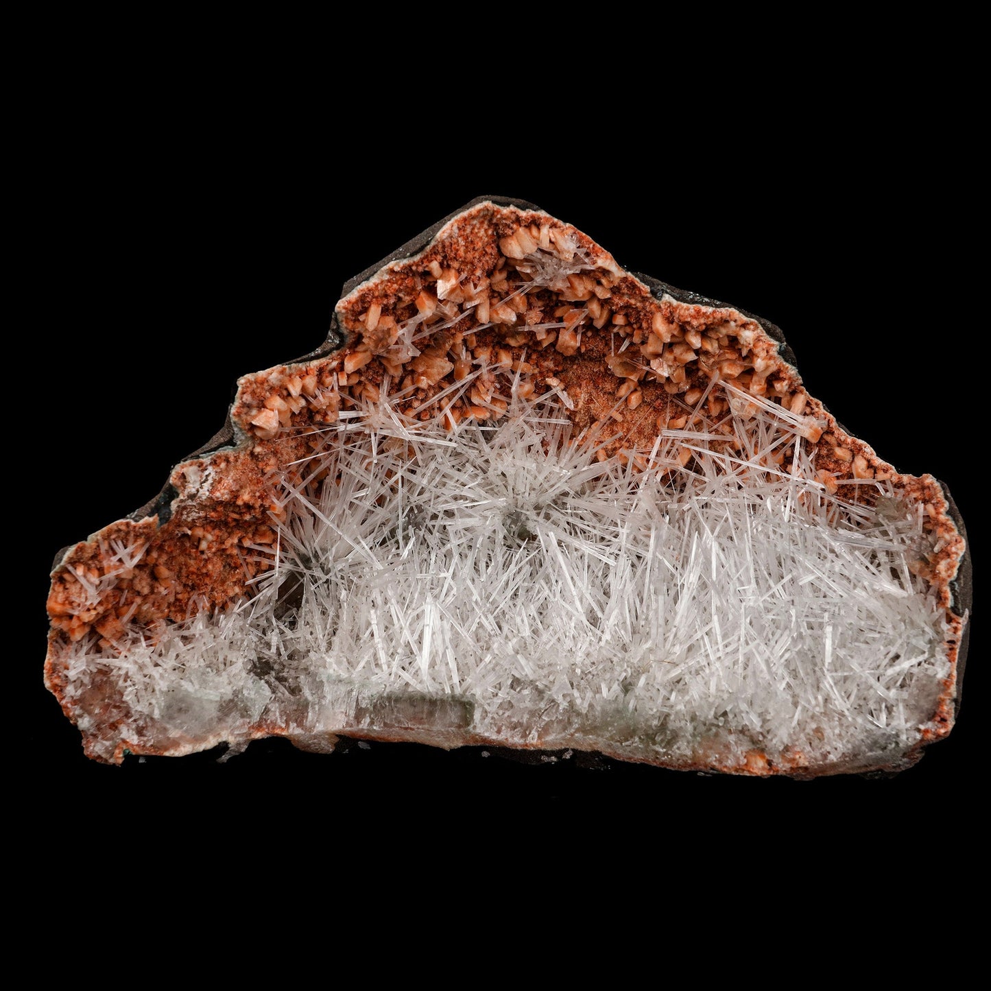 Scolecite Sprays Inside Heulandite Geode Natural Mineral Specimen # B…  https://www.superbminerals.us/products/scolecite-sprays-inside-heulandite-geode-natural-mineral-specimen-b-5276  Features: A beautiful display specimen from the Jalgaon Quarry in India consists of radial aggregates of white Scolecite aesthetically placed in a narrow crystal-lined vug. It was a bit of a challenge to photograph the piece, but in person, the piece is much better than the photos suggest. 