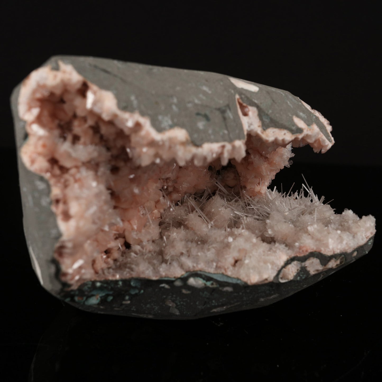 Scolecite Sprays Inside Heulandite Geode Natural Mineral Specimen # B 5741 Scolecite Superb Minerals