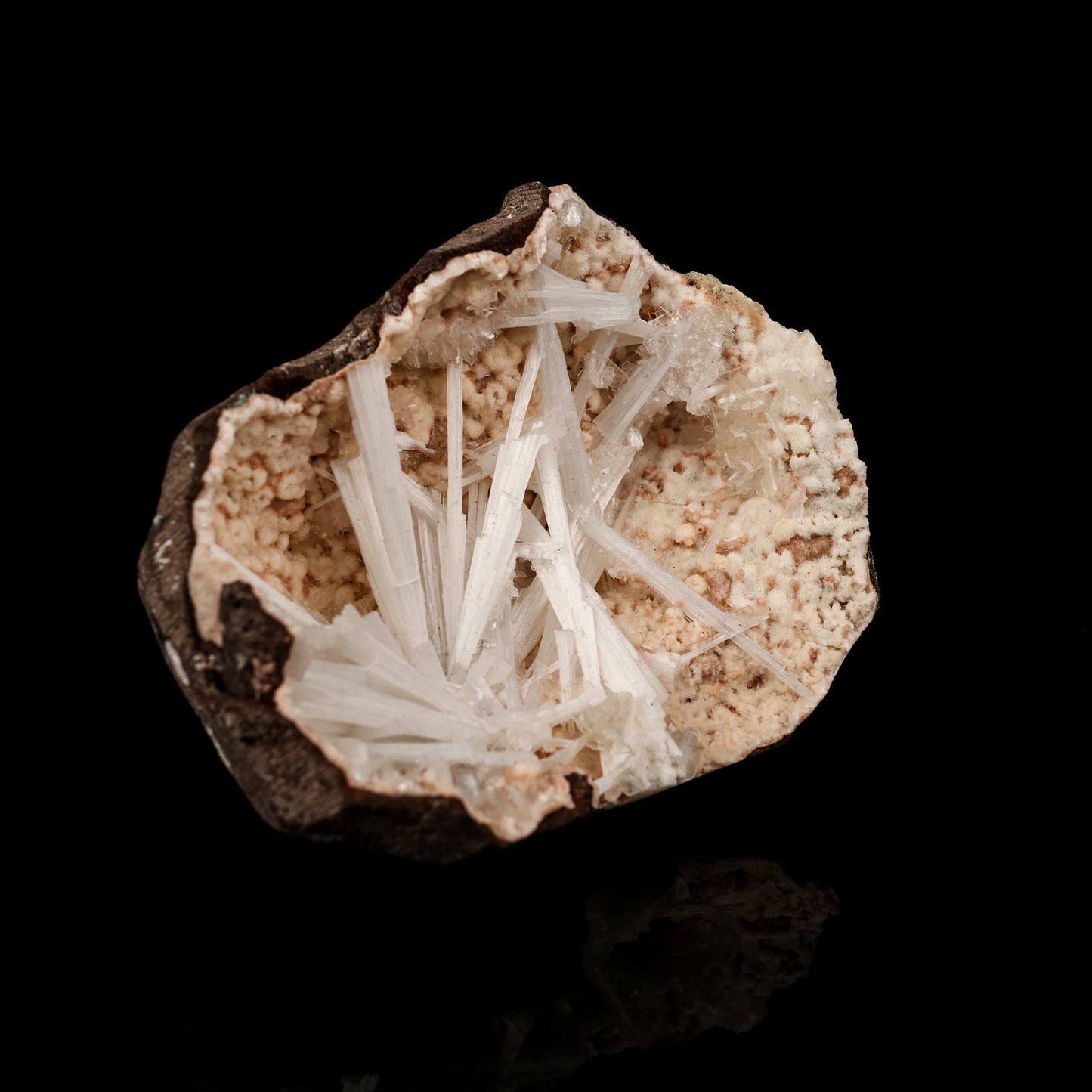 Scolecite Sprays Inside Heulandite Geode Natural Mineral Specimen # B 5779 Scolecite Superb Minerals