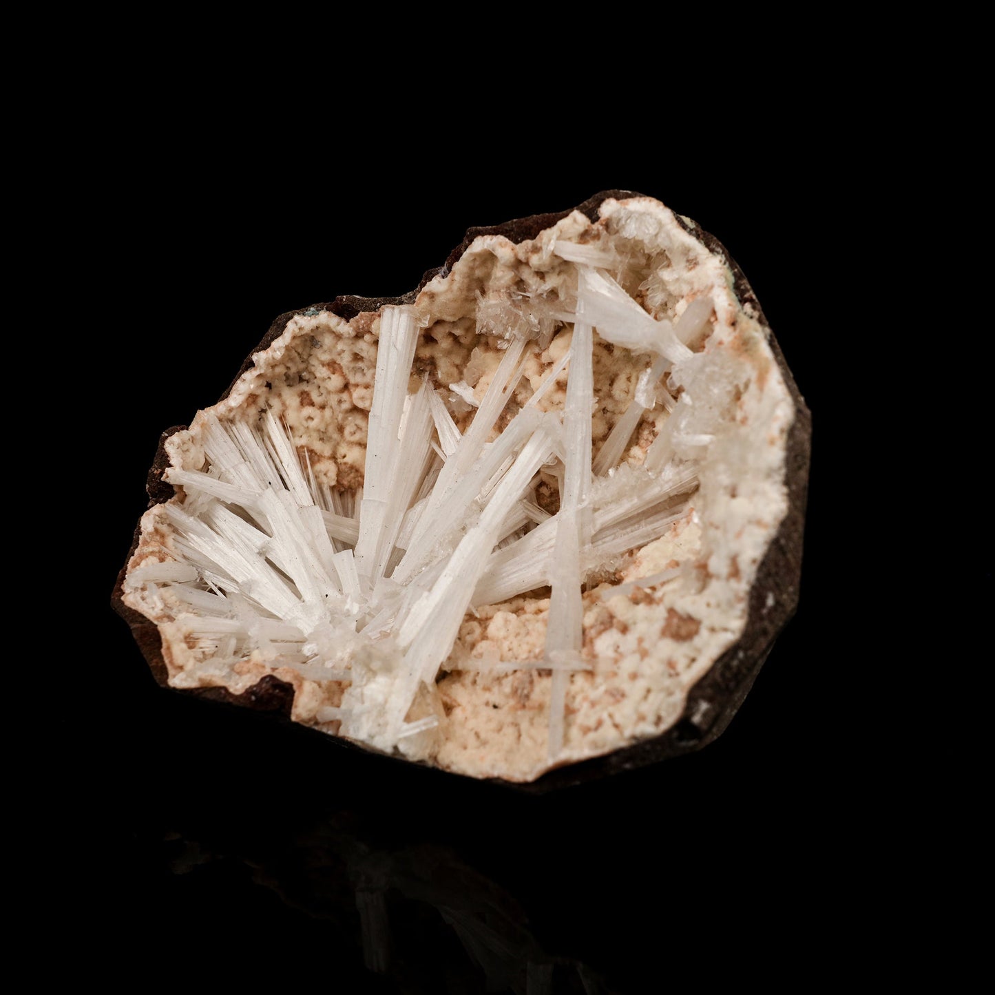 Scolecite Sprays Inside Heulandite Geode Natural Mineral Specimen # B 5779 Scolecite Superb Minerals