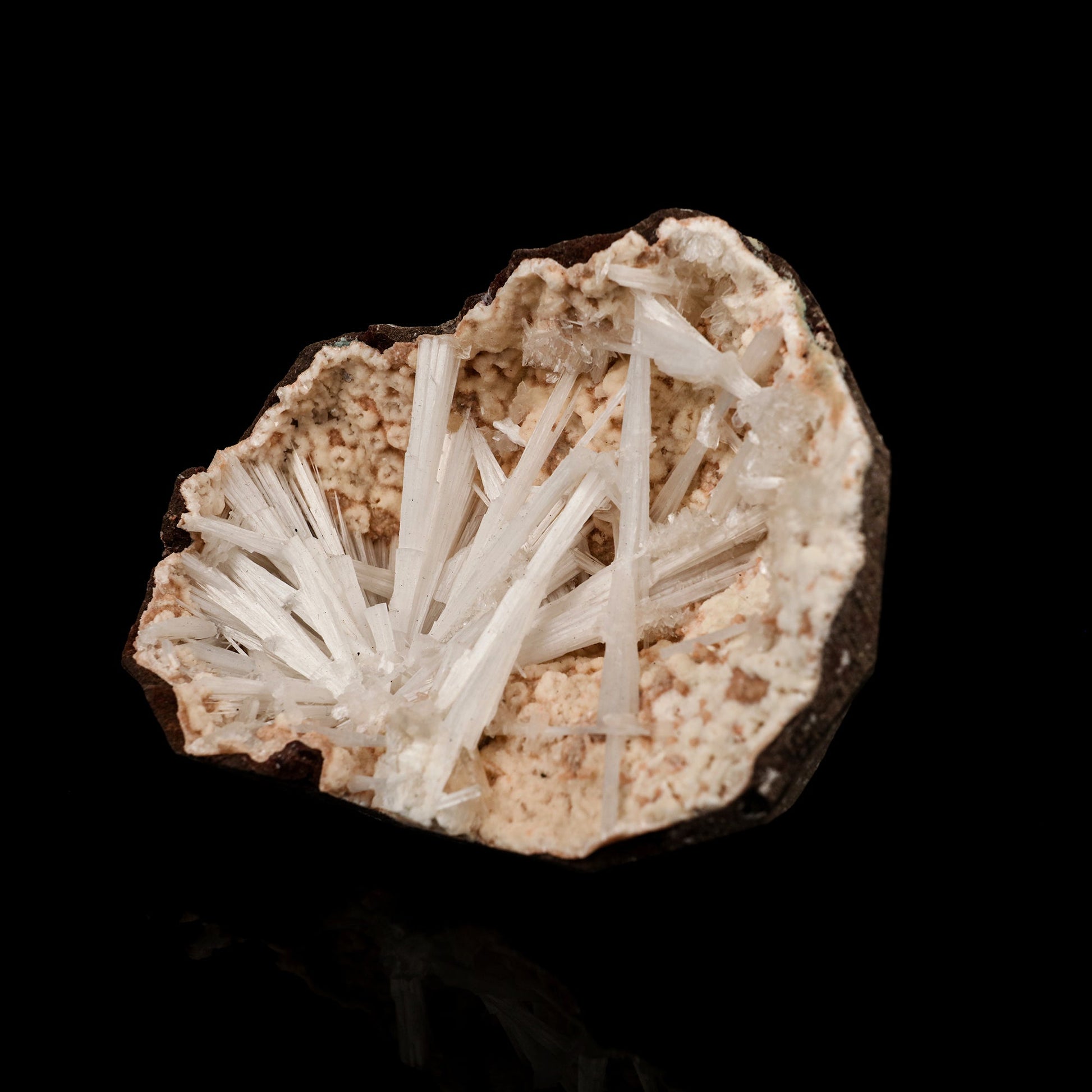 Scolecite Sprays Inside Heulandite Geode Natural Mineral Specimen # B 5779 Scolecite Superb Minerals