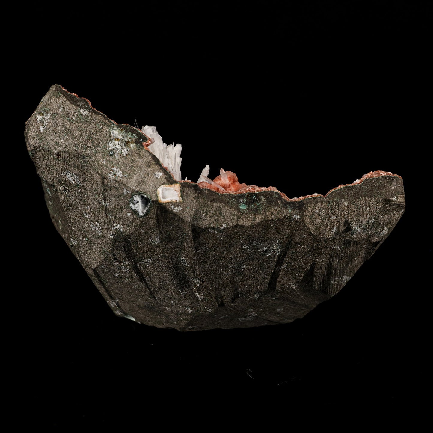 Scolecite Sprays Inside Heulandite Geode Natural Mineral Specimen # B 5813 Scolecite Superb Minerals