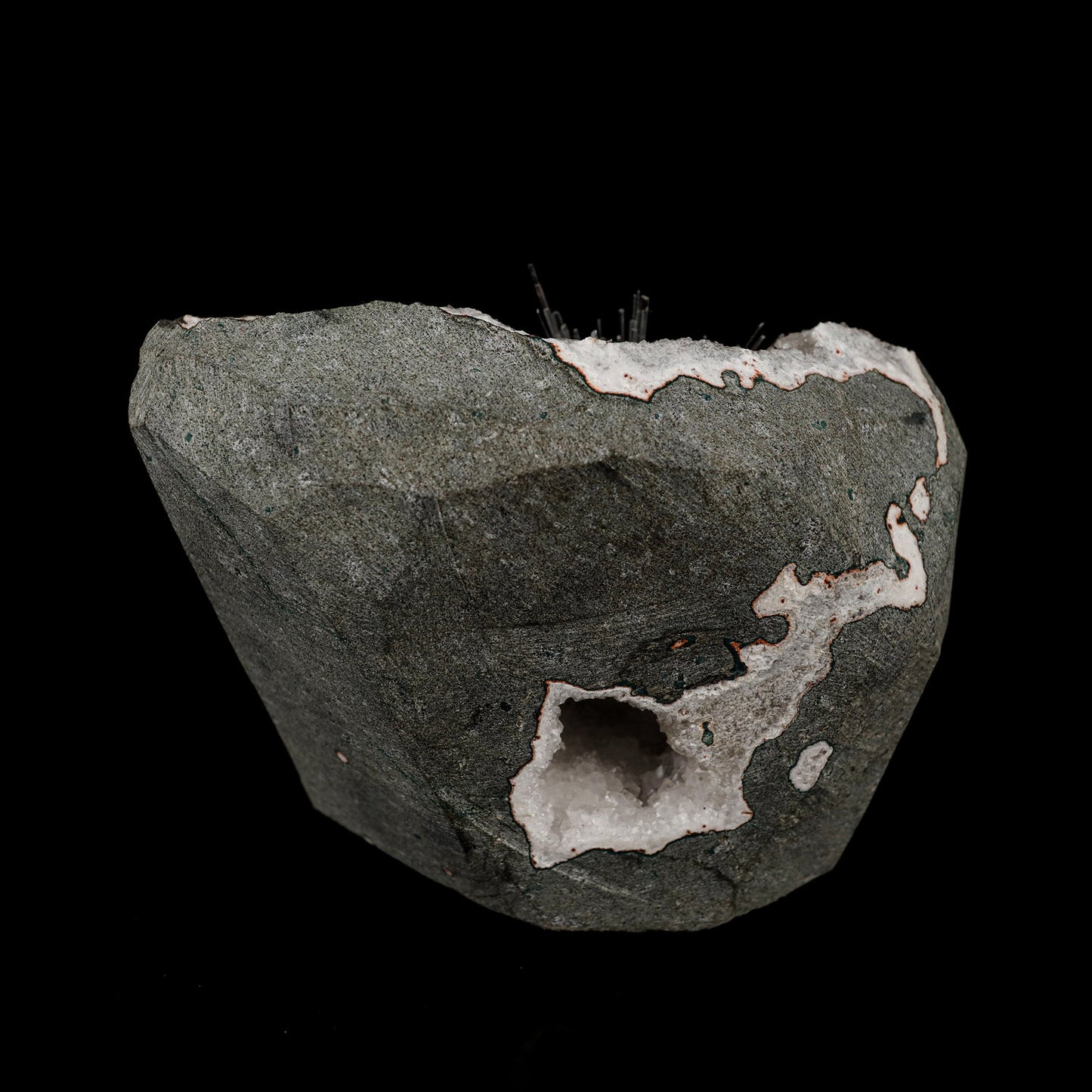 Scolecite Sprays Inside MM Quartz Geode Natural Mineral Specimen # B 5490 scolecite Superb Minerals