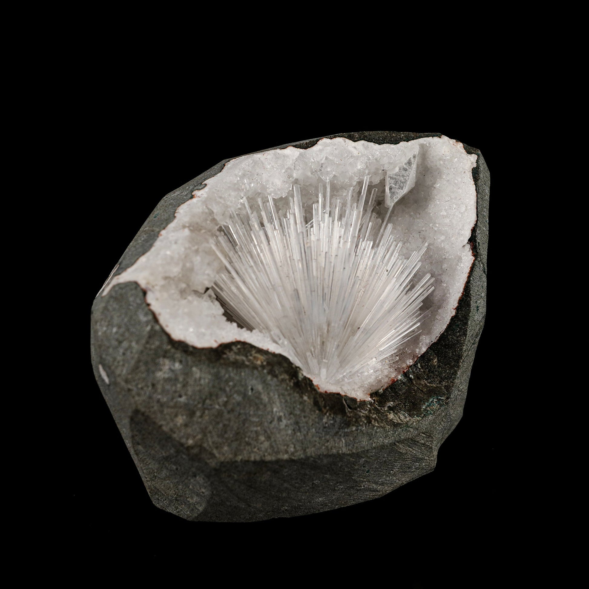 Scolecite Sprays Inside MM Quartz Geode Natural Mineral Specimen # B 5490 scolecite Superb Minerals