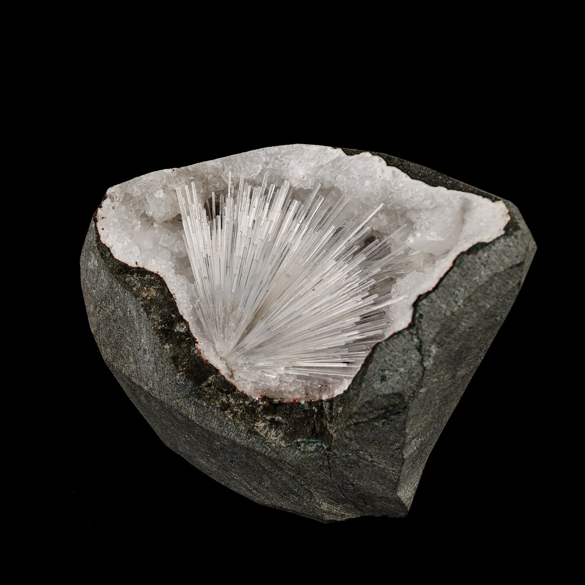 Scolecite Sprays Inside MM Quartz Geode Natural Mineral Specimen # B 5490 scolecite Superb Minerals