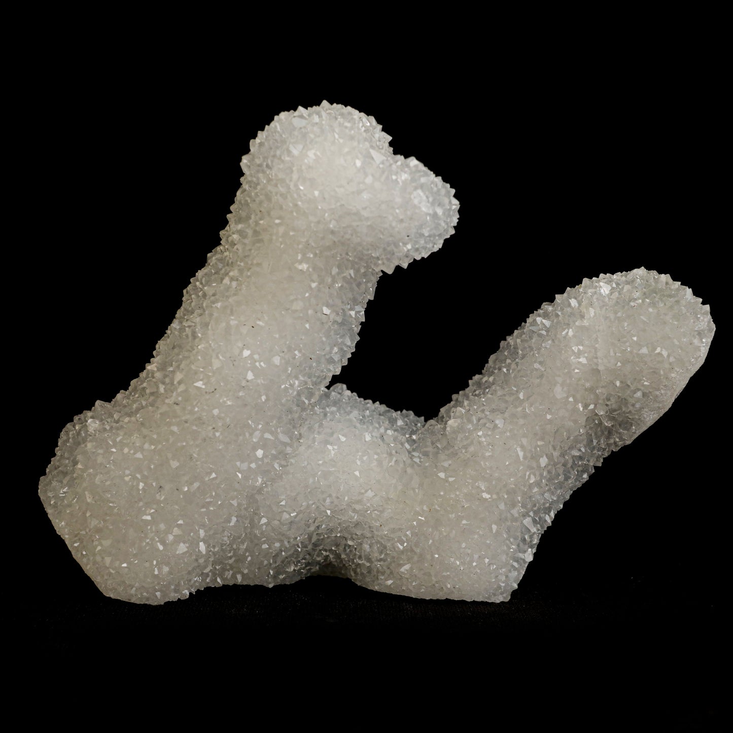 Sparkling MM Quartz Coral Formation Natural Mineral Specimen # B 5024 https://www.superbminerals.us/products/sparkling-mm-quartz-coral-formation-natural-mineral-specimen-b-5024 Features: The specimen is made up of drusy milky Quartz that has pseudomorphed following scalenohedral Calcite crystals.The item is crystallised nearly all the way around, with no matrix and only a few small points of attachment, and is thus on the verge of becoming a complete "floater."