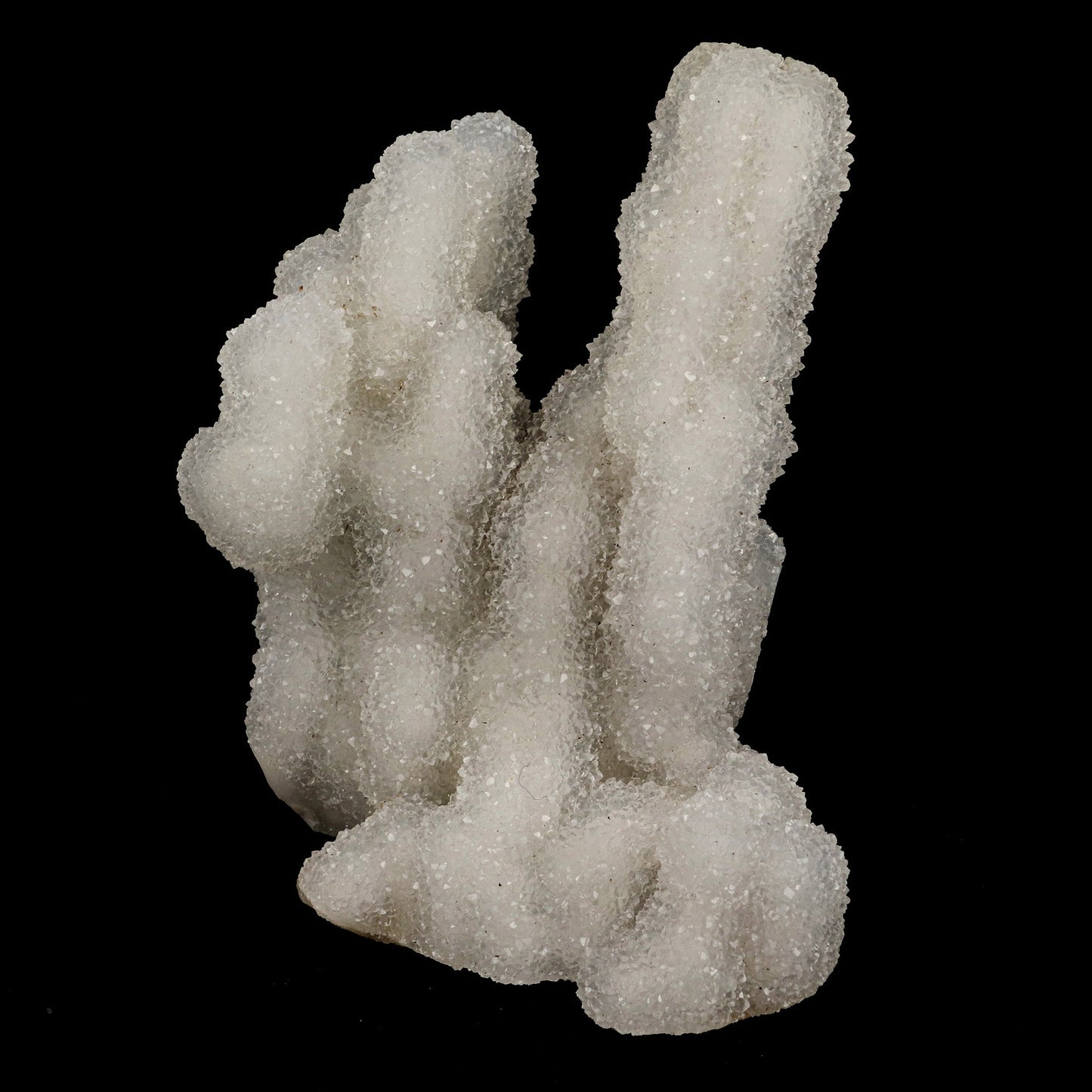 Sparkling MM Quartz Stalactites Natural Mineral Specimen # B 5219 https://www.superbminerals.us/products/sparkling-mm-quartz-stalactites-natural-mineral-specimen-b-5219 Features: A light-green, glossy covering of Apophyllite crystals is partially encrusted on a bright white, microcrystalline Quartz stalactite. The lustre, colour, and crystal formation, as well as the combination and contrast, are all remarkable.In good condition, this is a remarkable and attractive piece. Primary
