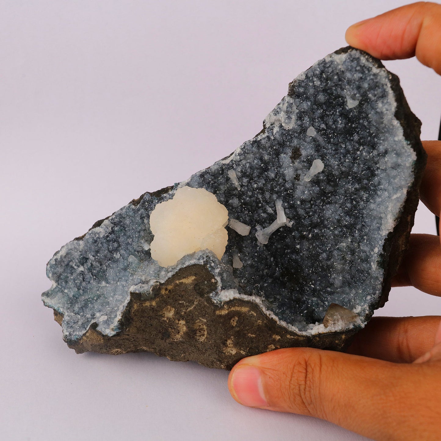 Stellerite on sparkling Chalcedony Free standing Natural Mineral Specimen # B 5899 Stellerite Superb Minerals 