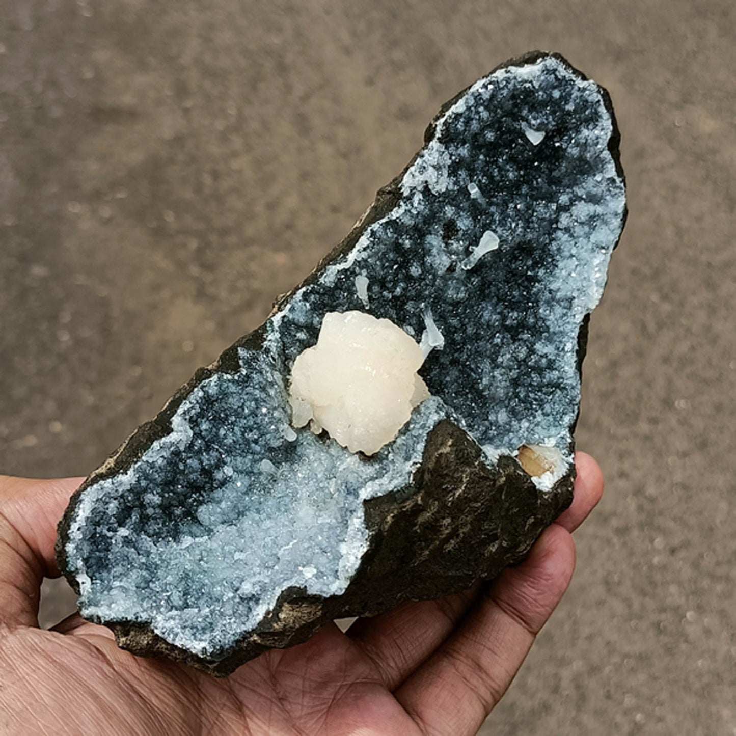 Stellerite on sparkling Chalcedony Free standing Natural Mineral Specimen # B 5899 Stellerite Superb Minerals 