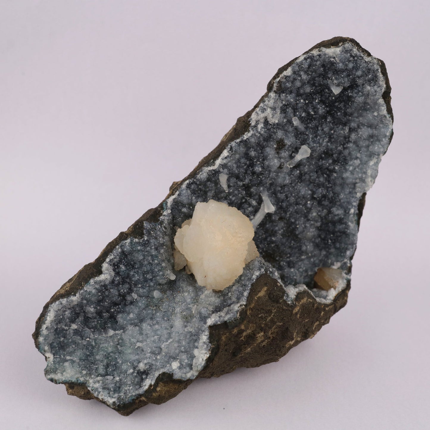 Stellerite on sparkling Chalcedony Free standing Natural Mineral Specimen # B 5899 Stellerite Superb Minerals 