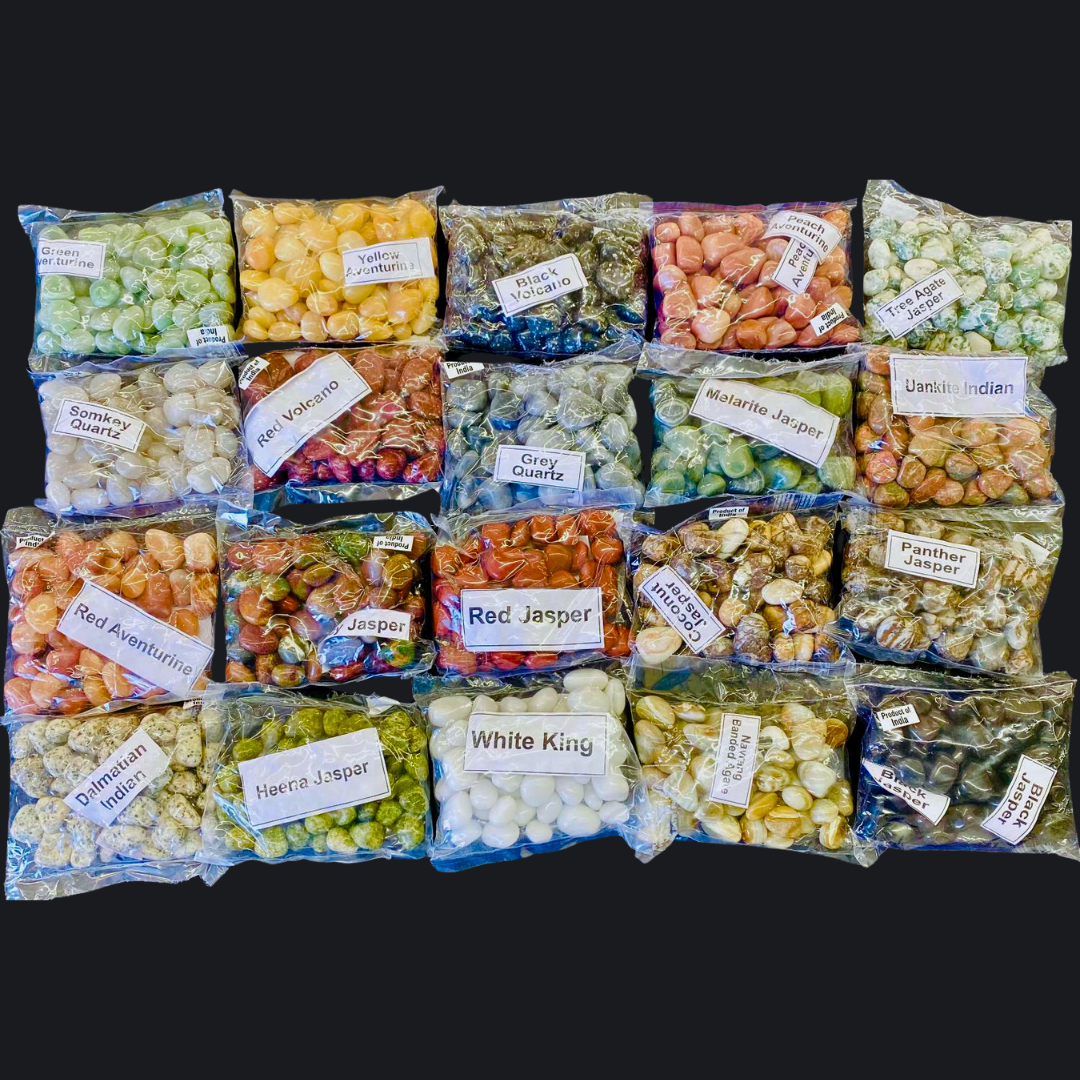 Tumbled Stones Bulk Collection – 20 lb Set | 20 Varieties, 1 lb Bags | Polished Crystals Wholesale Lot