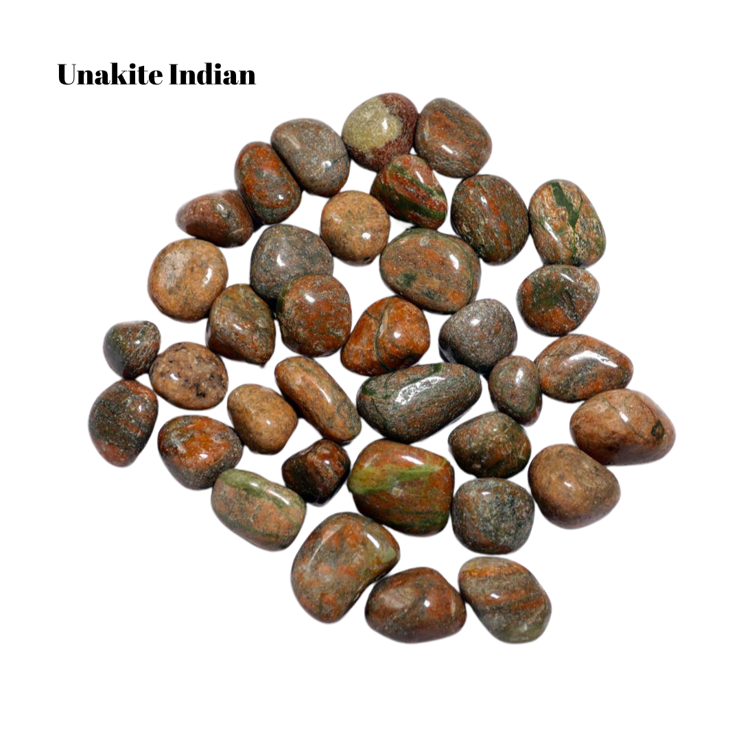 Unakite Tumbled Stones – 1 lb Bulk Bag | Polished Natural Orange & Green Stones