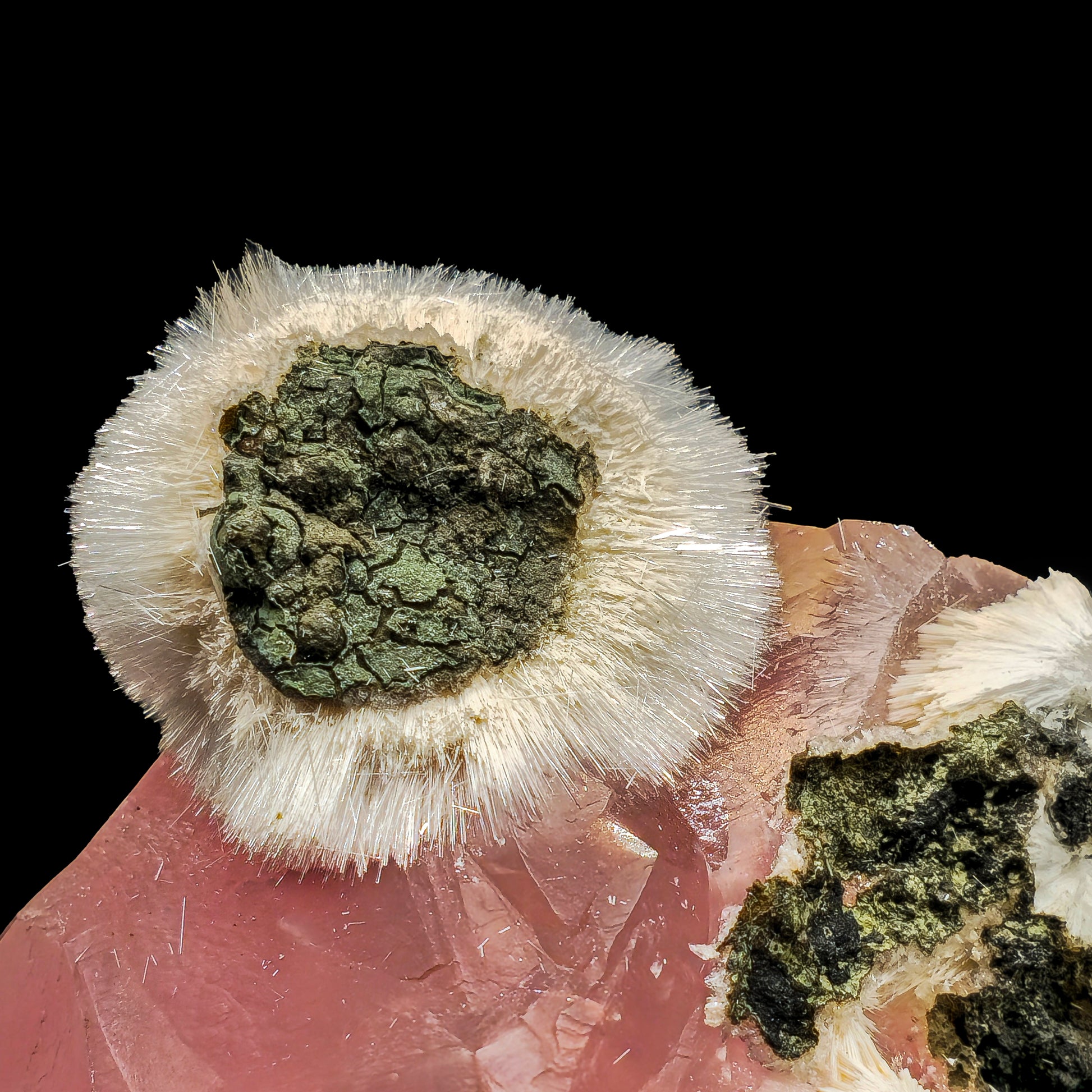 Rare Moldy Raspberry Calcite with Mesolite Natural Mineral Specimen.  # GG8