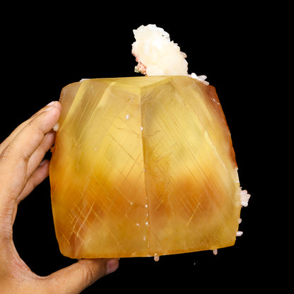 Rare Huge Honey Calcite with Stilbite – Collector Display Mineral Specimen from Jalgaon # B 7185