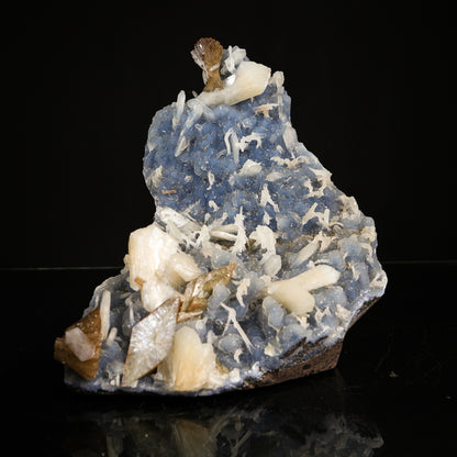 Heulandite Stilbite on Blue Chalcedony Matrix - Rare Collector’s Specimen from Nashik # B 7202