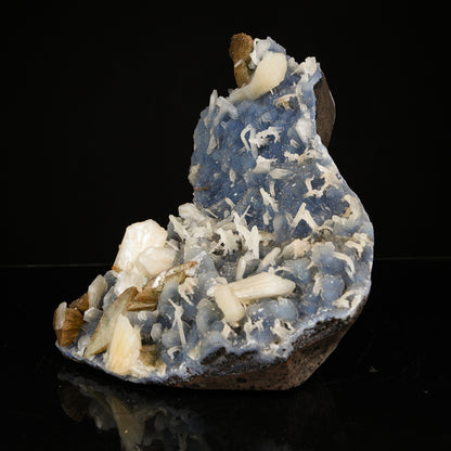 Heulandite Stilbite on Blue Chalcedony Matrix - Rare Collector’s Specimen from Nashik # B 7202