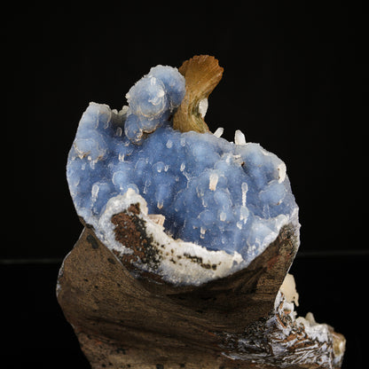 Heulandite Stilbite on Blue Chalcedony Matrix - Rare Collector’s Specimen from Nashik # B 7202