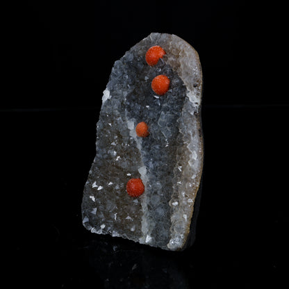 Rare Red Botryoidal Fluorite Spheres on Sparkling Quartz Matrix - Museum-Grade Specimen from Nashik, India # B 7208