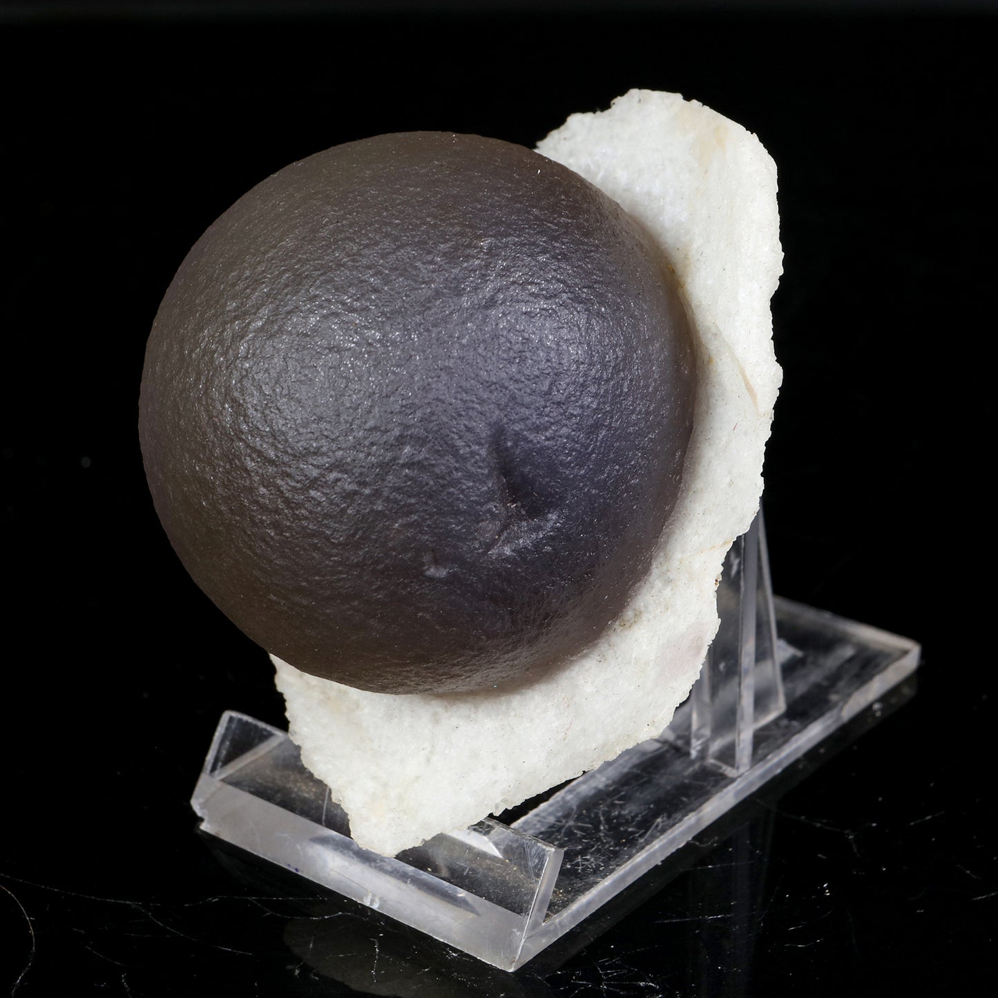 Rare Dark Purple Botryoidal Fluorite Sphere on Quartz Matrix - Fine Collector Specimen from Madhya Pradesh # B 7214