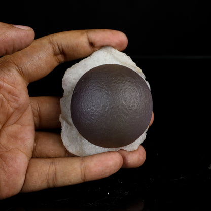 Rare Dark Purple Botryoidal Fluorite Sphere on Quartz Matrix - Fine Collector Specimen from Madhya Pradesh # B 7214