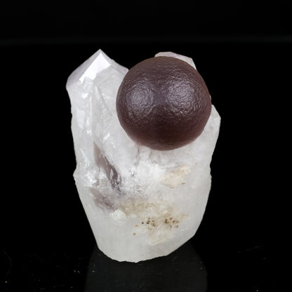 Rare Dark Purple Botryoidal Fluorite Sphere on Quartz Matrix - Fine Collector Specimen from Madhya Pradesh # B 7221