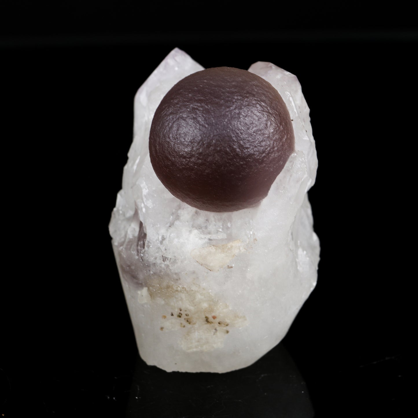 Rare Dark Purple Botryoidal Fluorite Sphere on Quartz Matrix - Fine Collector Specimen from Madhya Pradesh # B 7221