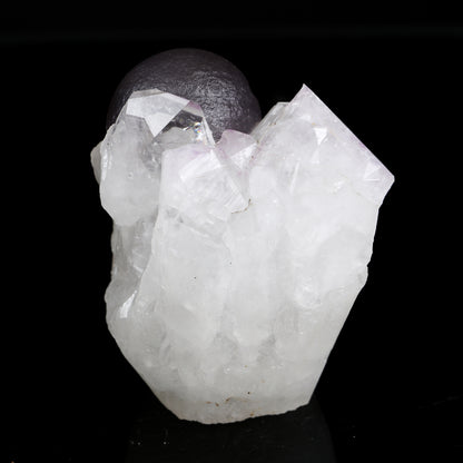 Rare Dark Purple Botryoidal Fluorite Sphere on Quartz Matrix - Fine Collector Specimen from Madhya Pradesh # B 7221