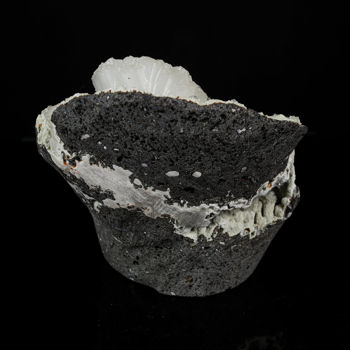 Lustrous Mint Green Apophyllite Cluster with Stilbite - Collector’s Specimen from Pune, Maharashtra # B 7223