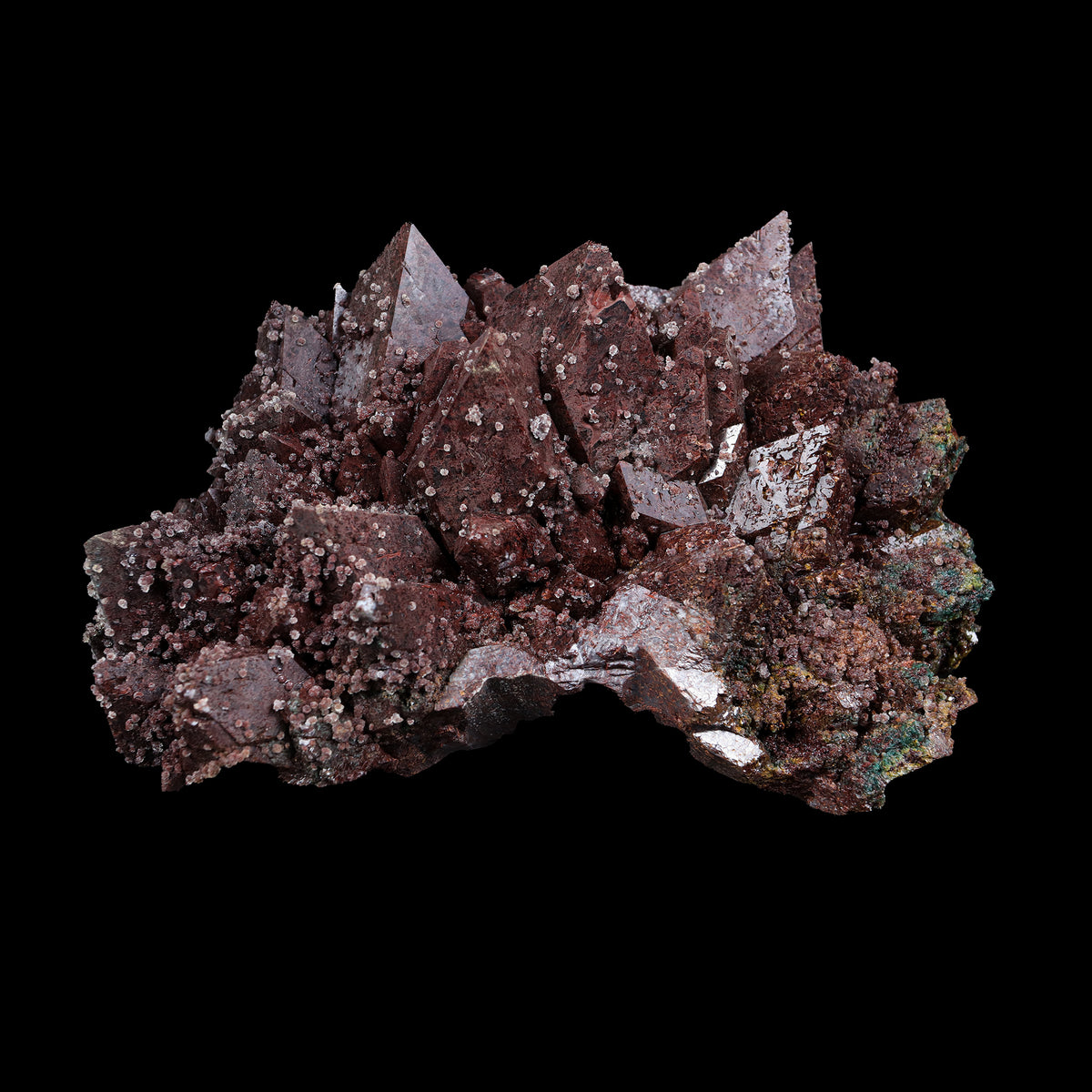 Rare Marshy Sharp Terminated Red-Brown Hematite Apophyllite Cluster – Natural Indian Zeolite Mineral Specimen # B 7231