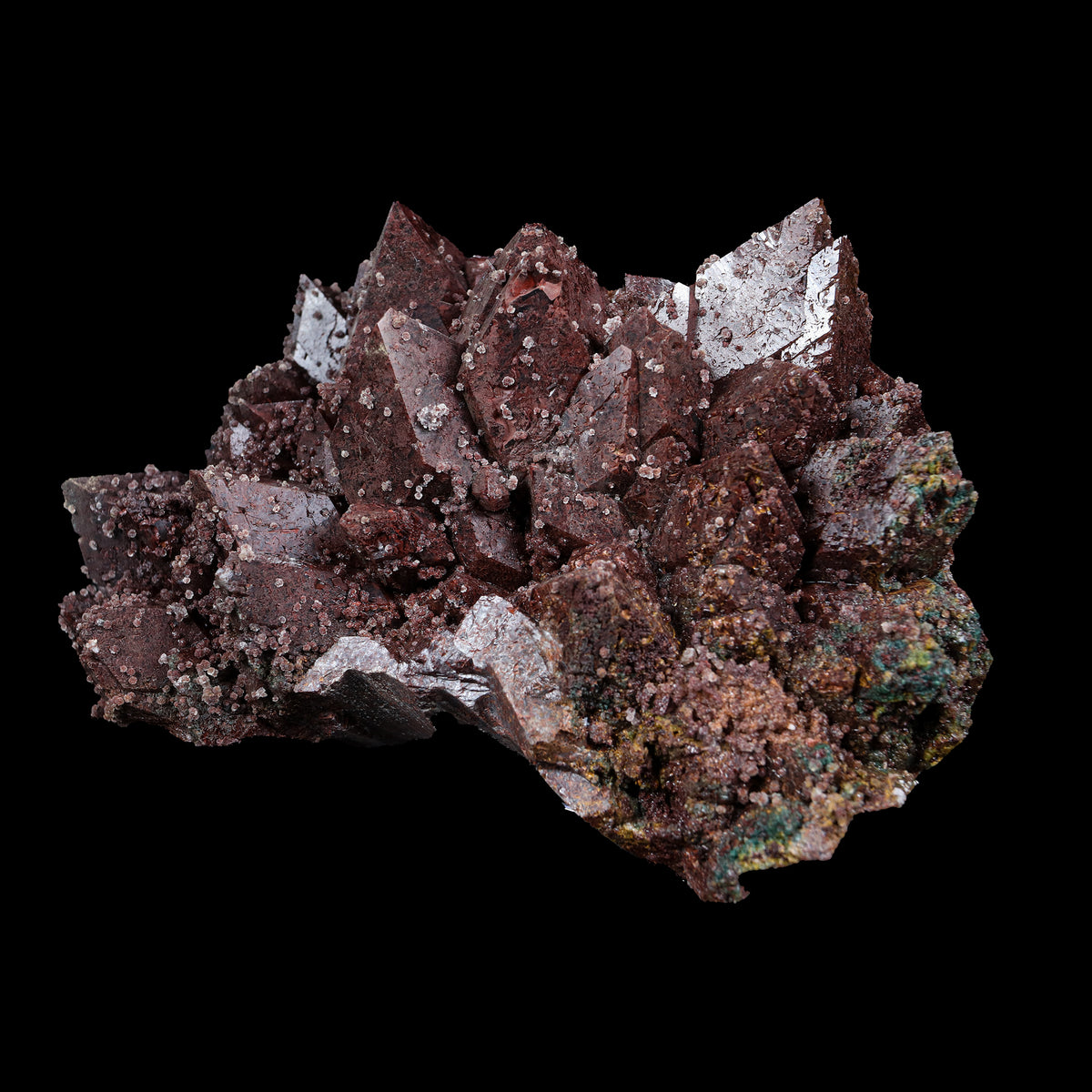Rare Marshy Sharp Terminated Red-Brown Hematite Apophyllite Cluster – Natural Indian Zeolite Mineral Specimen # B 7231