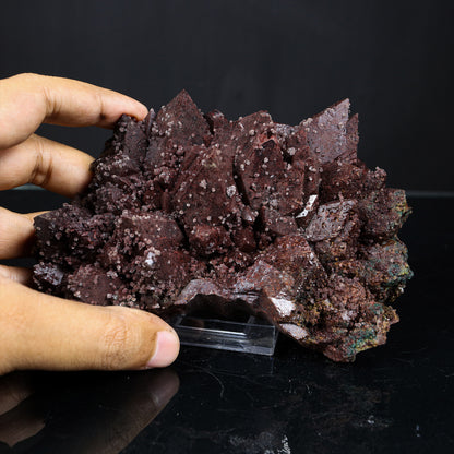 Rare Marshy Sharp Terminated Red-Brown Hematite Apophyllite Cluster – Natural Indian Zeolite Mineral Specimen # B 7231