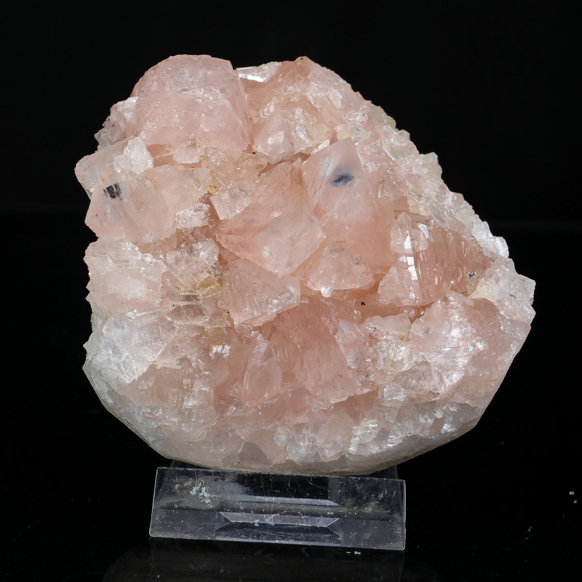 Ultra-Rare Pink Apophyllite Cluster with Sharp Terminations – First Find Lustrous Indian Mineral Specimen from Madhya Pradesh # B 7233