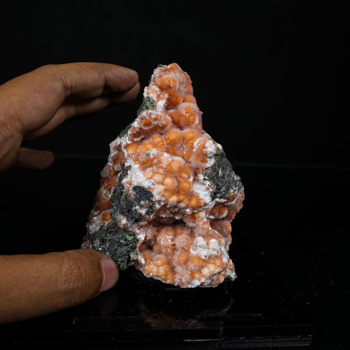 Orange Thomsonite with Mesolite Natural Mineral Specimen from Madhya Pradesh # B 7234